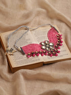 Pink Brass Silver-Plated Necklace - Ruby Raang | Grocsy