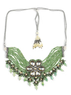 Silver-Plated Green Kundan Brass Necklace - Ruby Raang | Grocsy