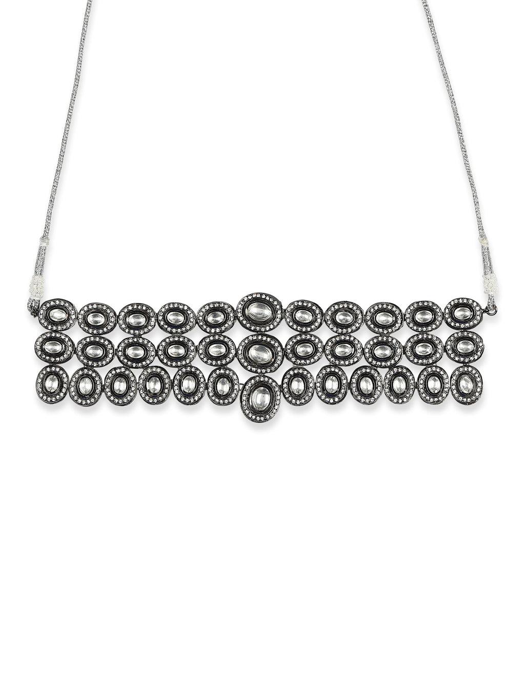 Black Silver-Plated Brass Necklace - Ruby Raang | Grocsy