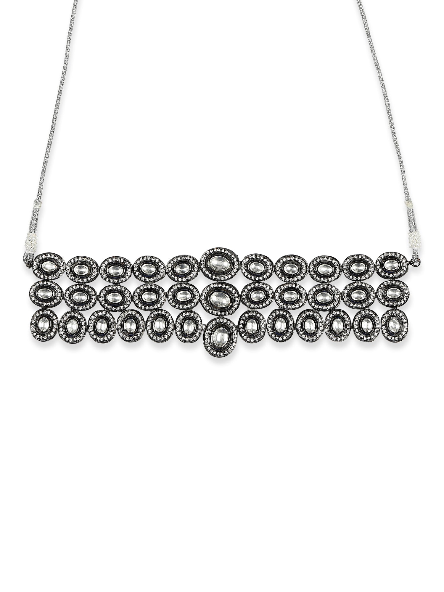 Black Silver-Plated Brass Necklace - Ruby Raang | Grocsy
