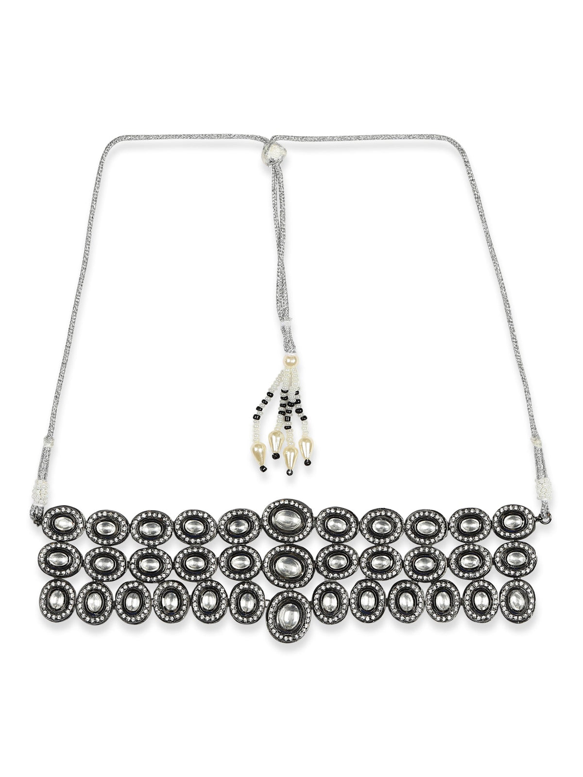 Black Silver-Plated Brass Necklace - Ruby Raang | Grocsy