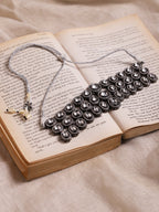 Black Silver-Plated Brass Necklace - Ruby Raang | Grocsy