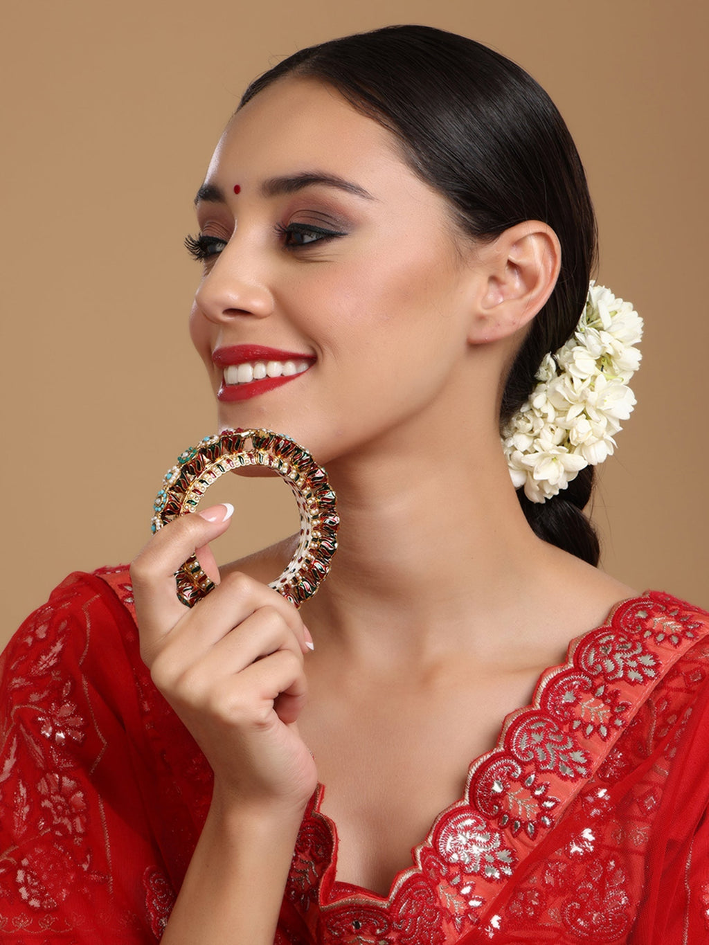 Handcrafted Heavy Bangle - Ruby Raang | Grocsy