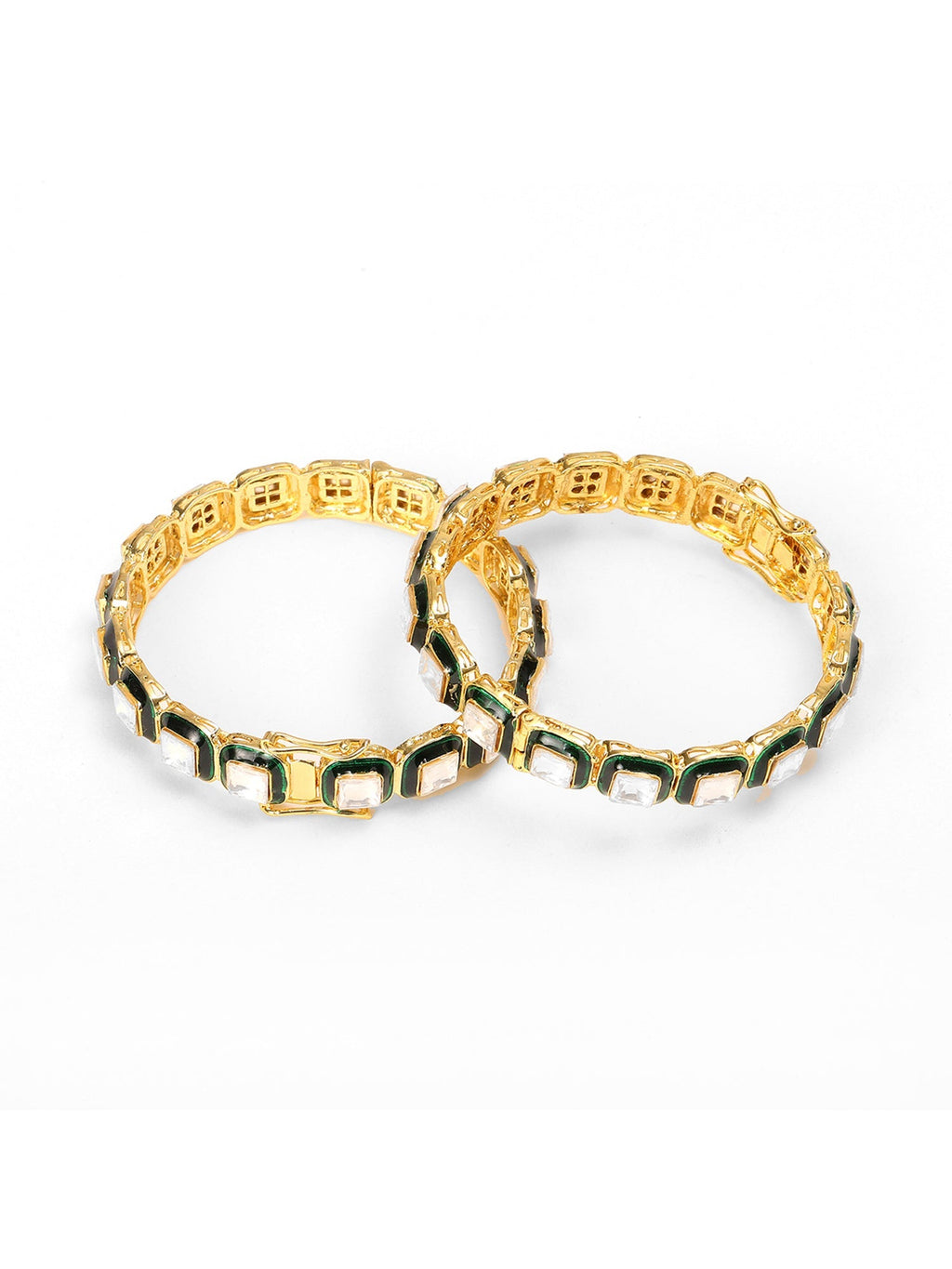 Kundan Meenakari Bangles (set of 2) - Ruby Raang | Grocsy