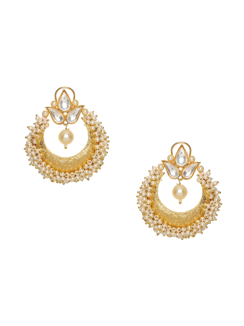 Chand and Teardrop Pearl Earrings - Ruby Raang | Grocsy
