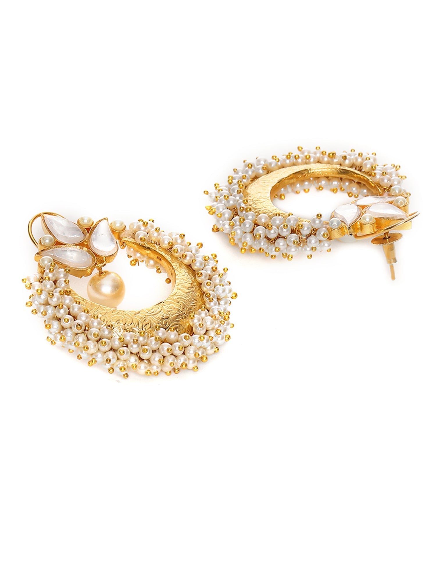 Chand and Teardrop Pearl Earrings - Ruby Raang | Grocsy