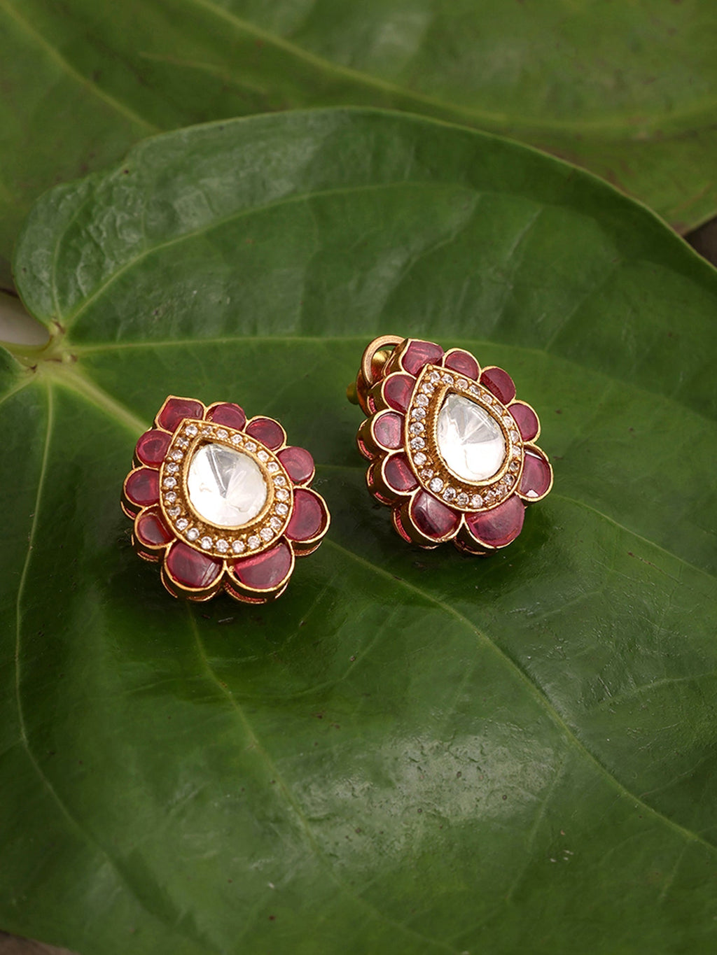 Teardrop Maroon Studs - Ruby Raang | Grocsy