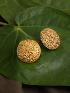 Round Golden Studs - Ruby Raang | Grocsy