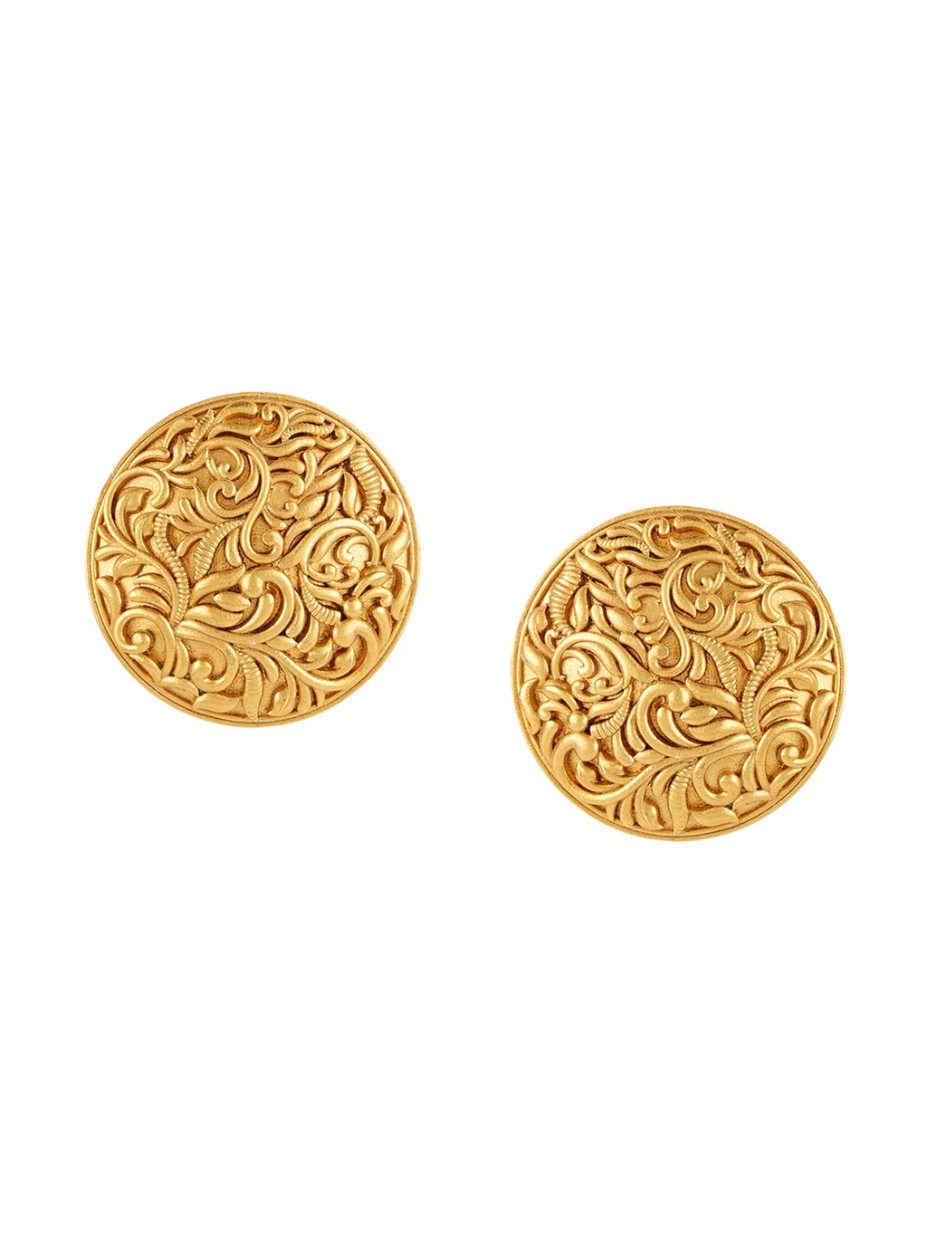 Round Golden Studs - Ruby Raang | Grocsy