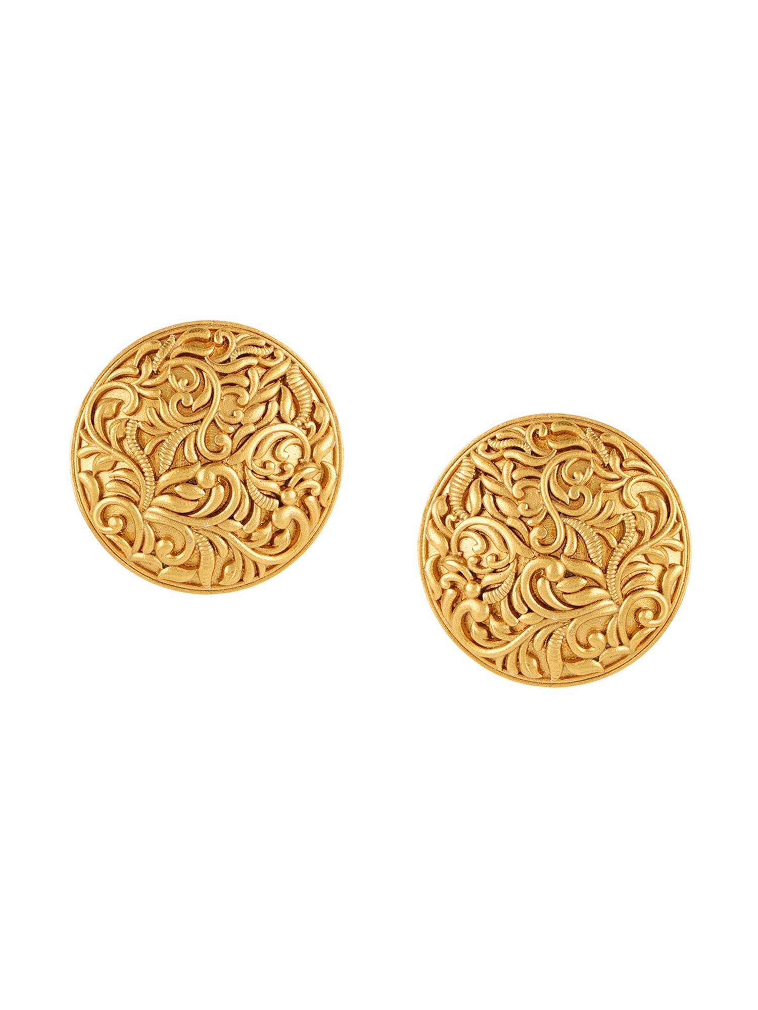 Round Golden Studs - Ruby Raang | Grocsy