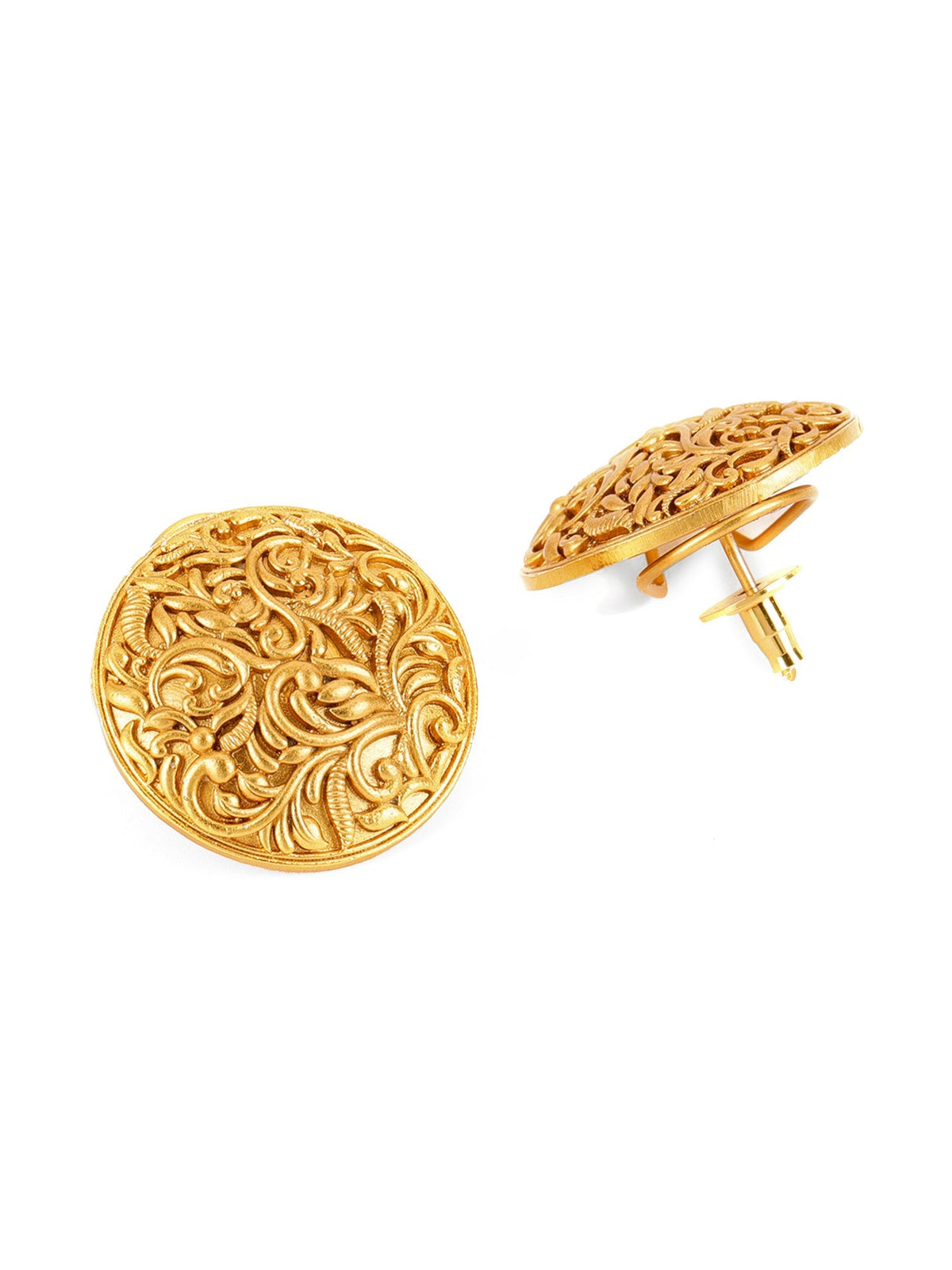 Round Golden Studs - Ruby Raang | Grocsy
