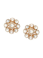 Oversized Kundan Studs - Ruby Raang | Grocsy