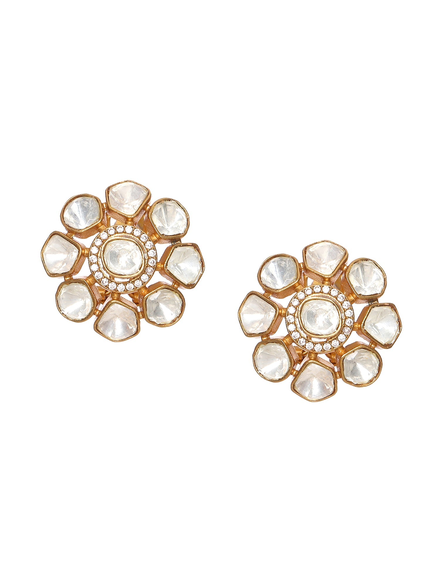 Oversized Kundan Studs - Ruby Raang | Grocsy