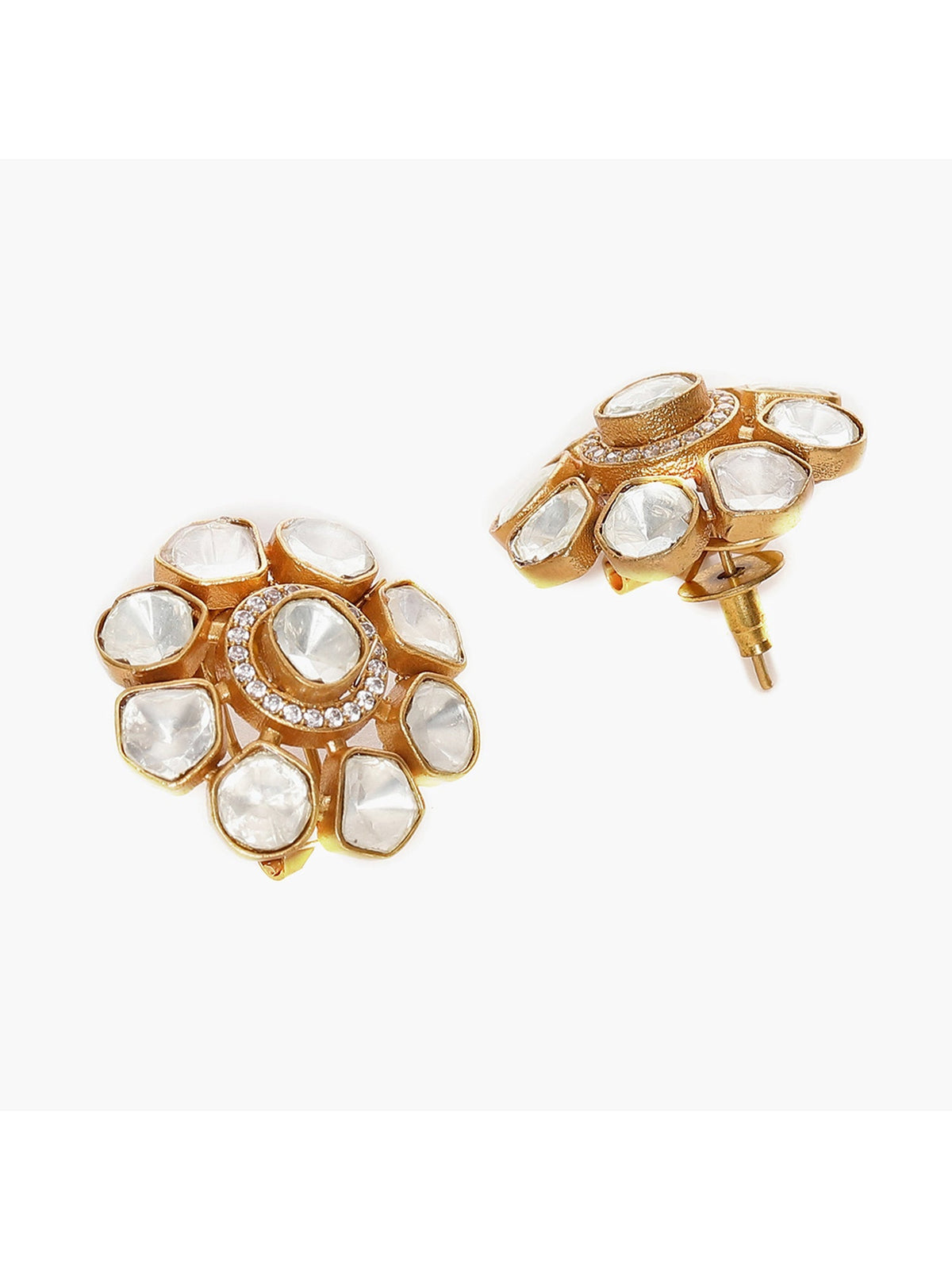 Oversized Kundan Studs - Ruby Raang | Grocsy