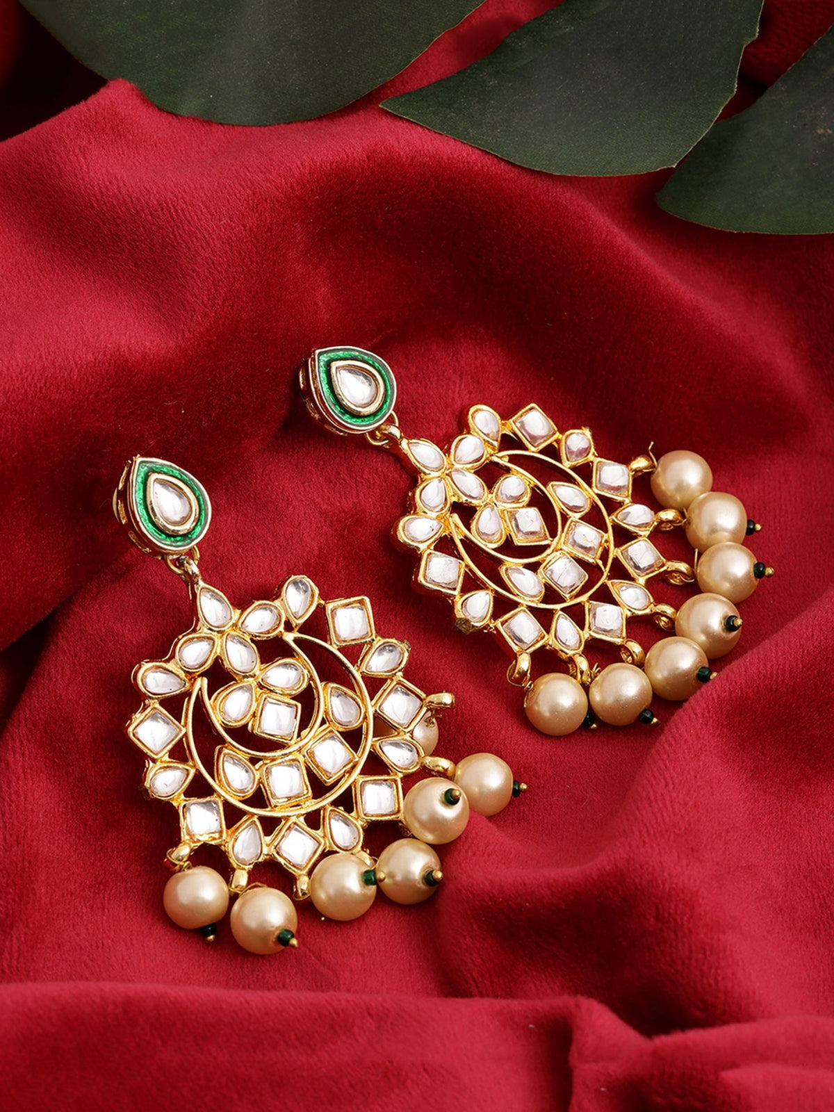 Kundan Chand Earrings - Ruby Raang | Grocsy