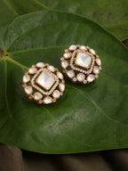 Kundan oversized Studs - Ruby Raang | Grocsy
