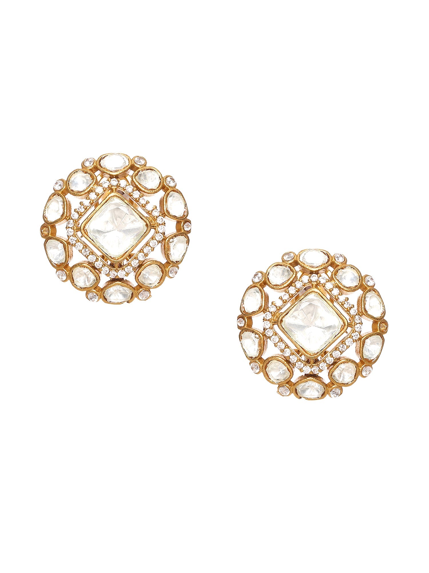 Kundan oversized Studs - Ruby Raang | Grocsy