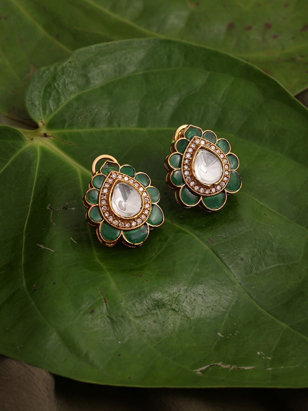 Teardrop Green Studs - Ruby Raang | Grocsy