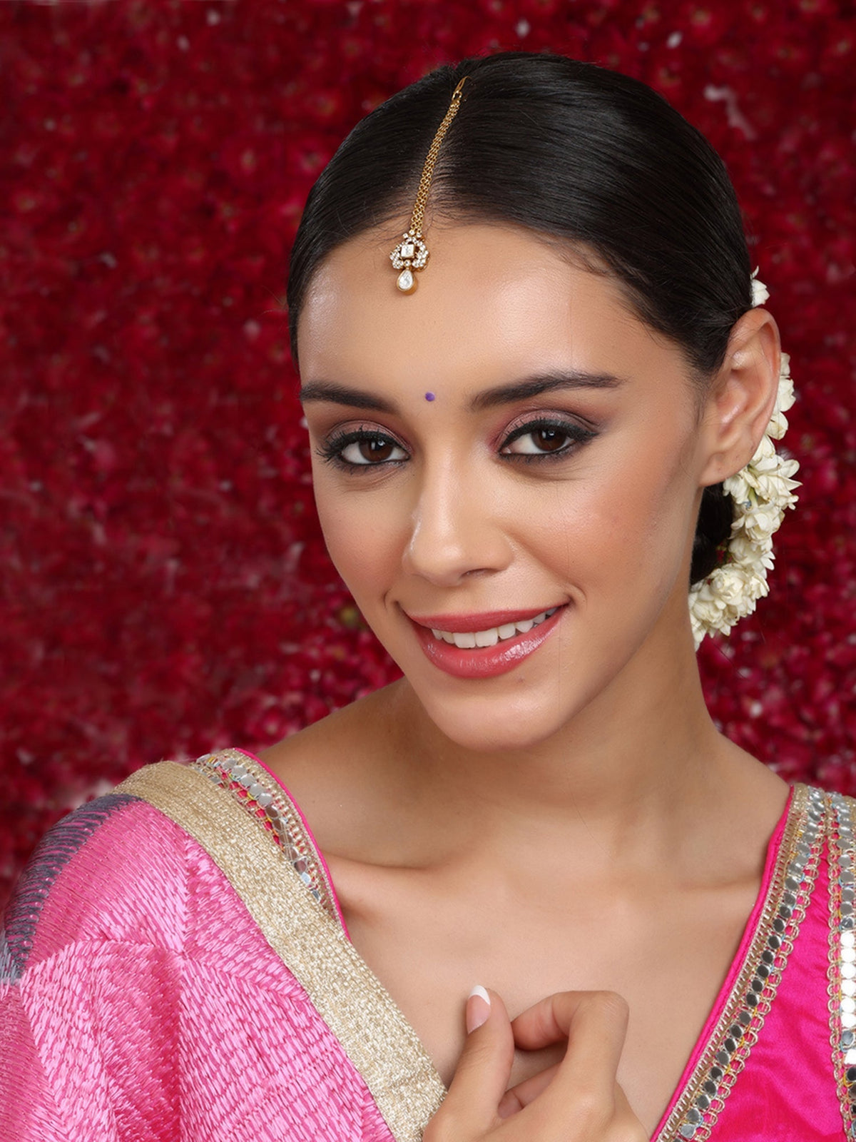 Kundan Maang Tikka with Diamonds - Ruby Raang | Grocsy