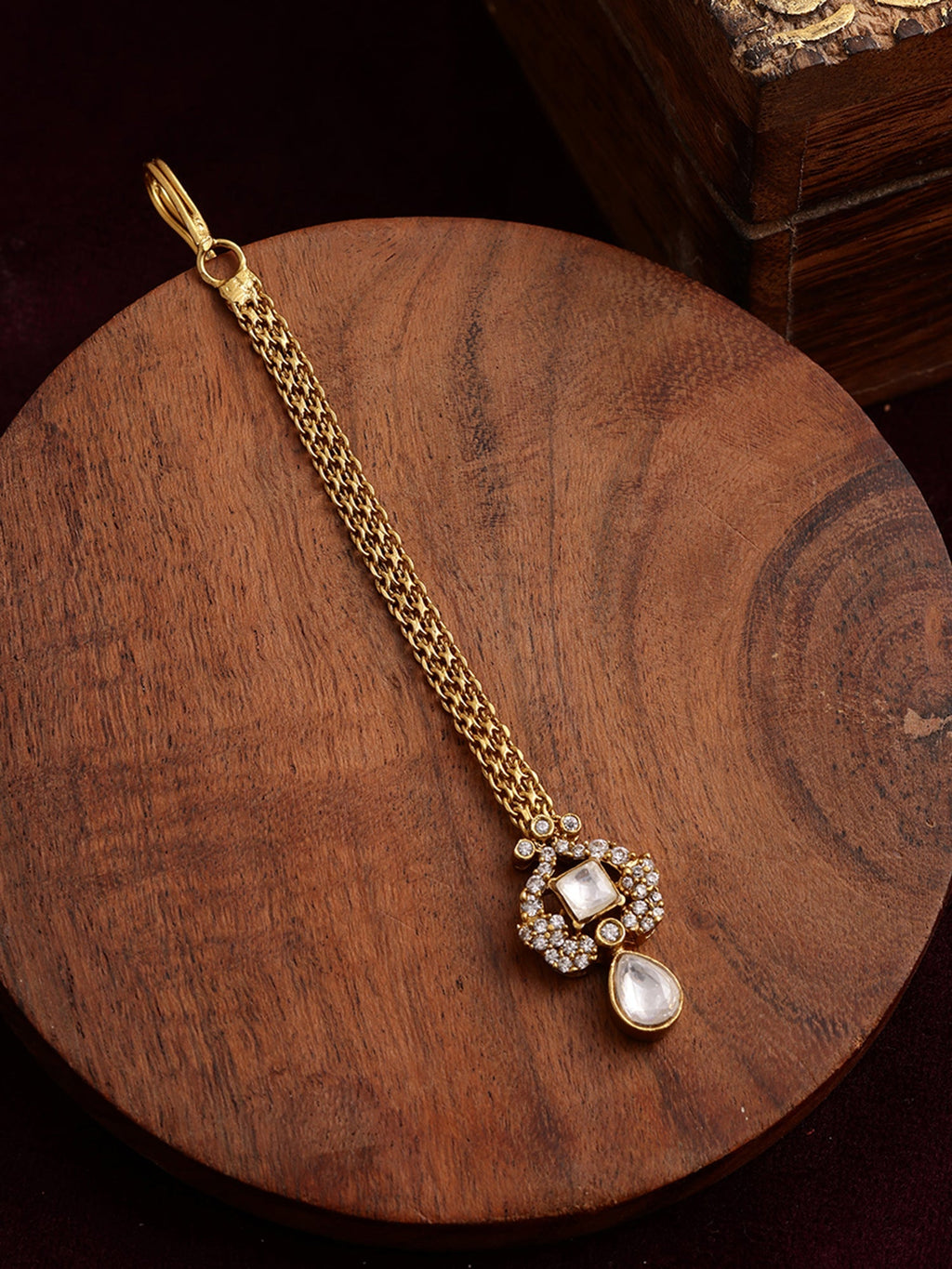 Kundan Maang Tikka with Diamonds - Ruby Raang | Grocsy