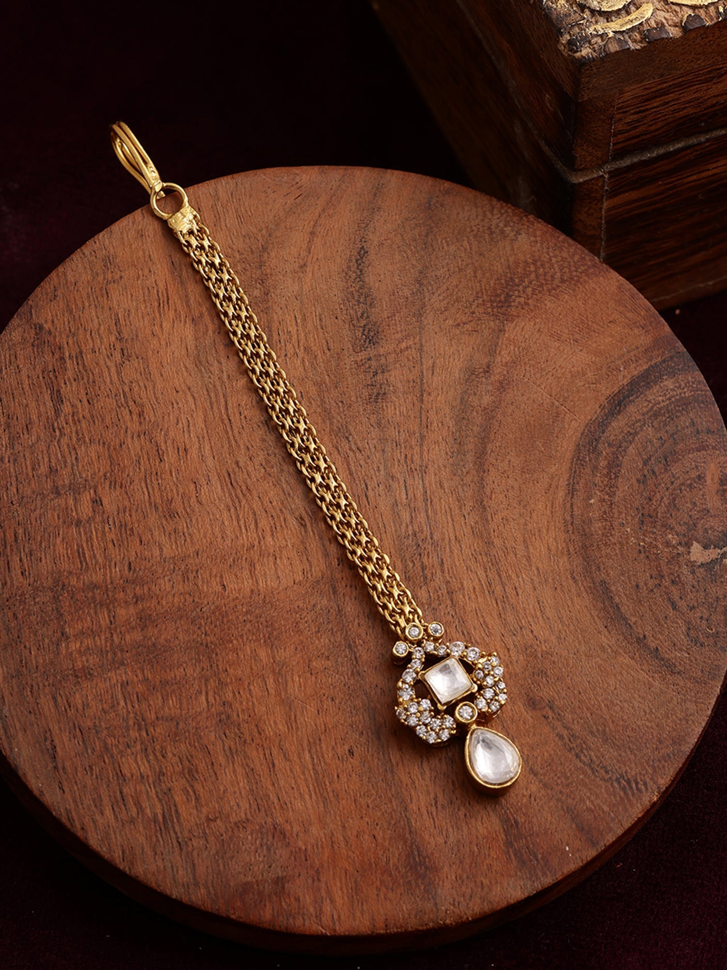 Kundan Maang Tikka with Diamonds - Ruby Raang | Grocsy