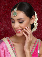 Kundan Maang Tikka with Diamonds & Semi Precious Stone - Ruby Raang | Grocsy