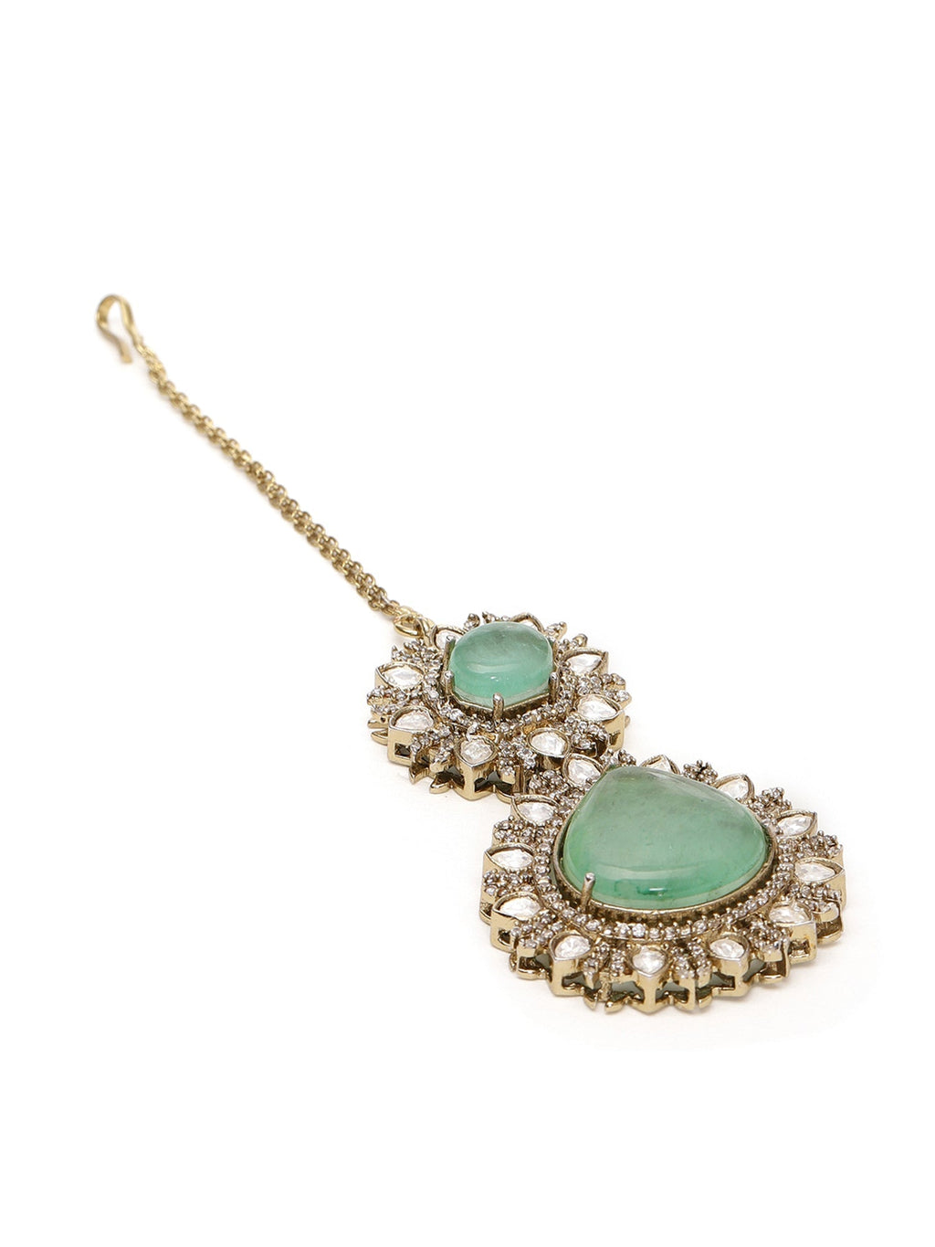 Kundan Maang Tikka with Diamonds & Semi Precious Stone - Ruby Raang | Grocsy