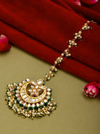 Meenakari and Pearl Kundan Maang Tikka - Ruby Raang | Grocsy
