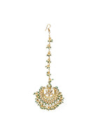 Meenakari and Pearl Kundan Maang Tikka - Ruby Raang | Grocsy