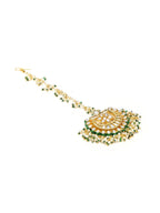 Meenakari and Pearl Kundan Maang Tikka - Ruby Raang | Grocsy