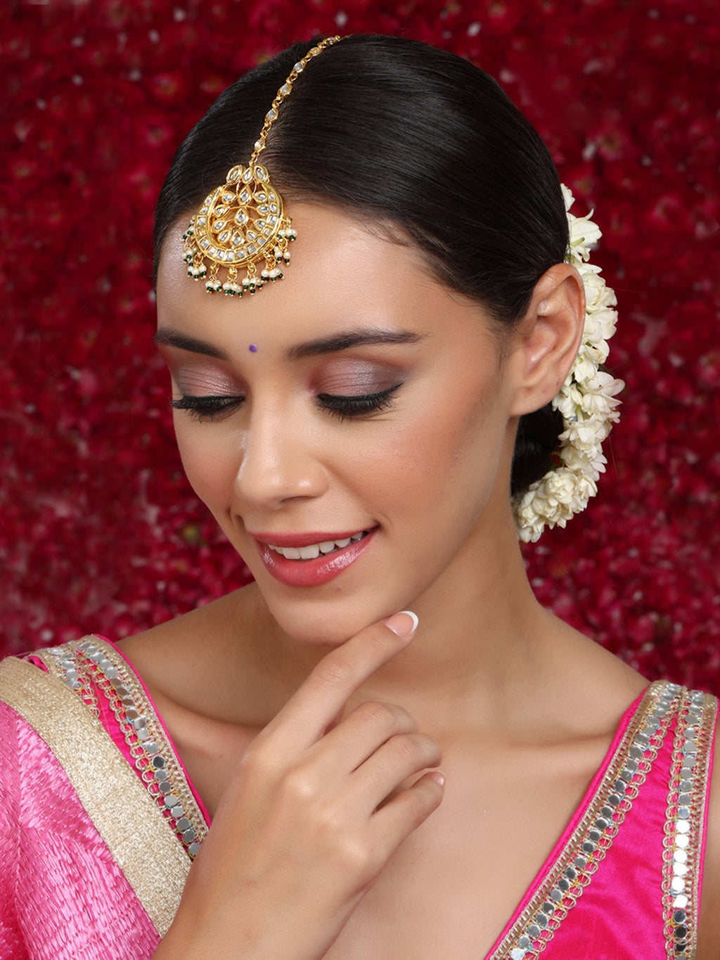 Kundan Chand Maang Tikka - Ruby Raang | Grocsy