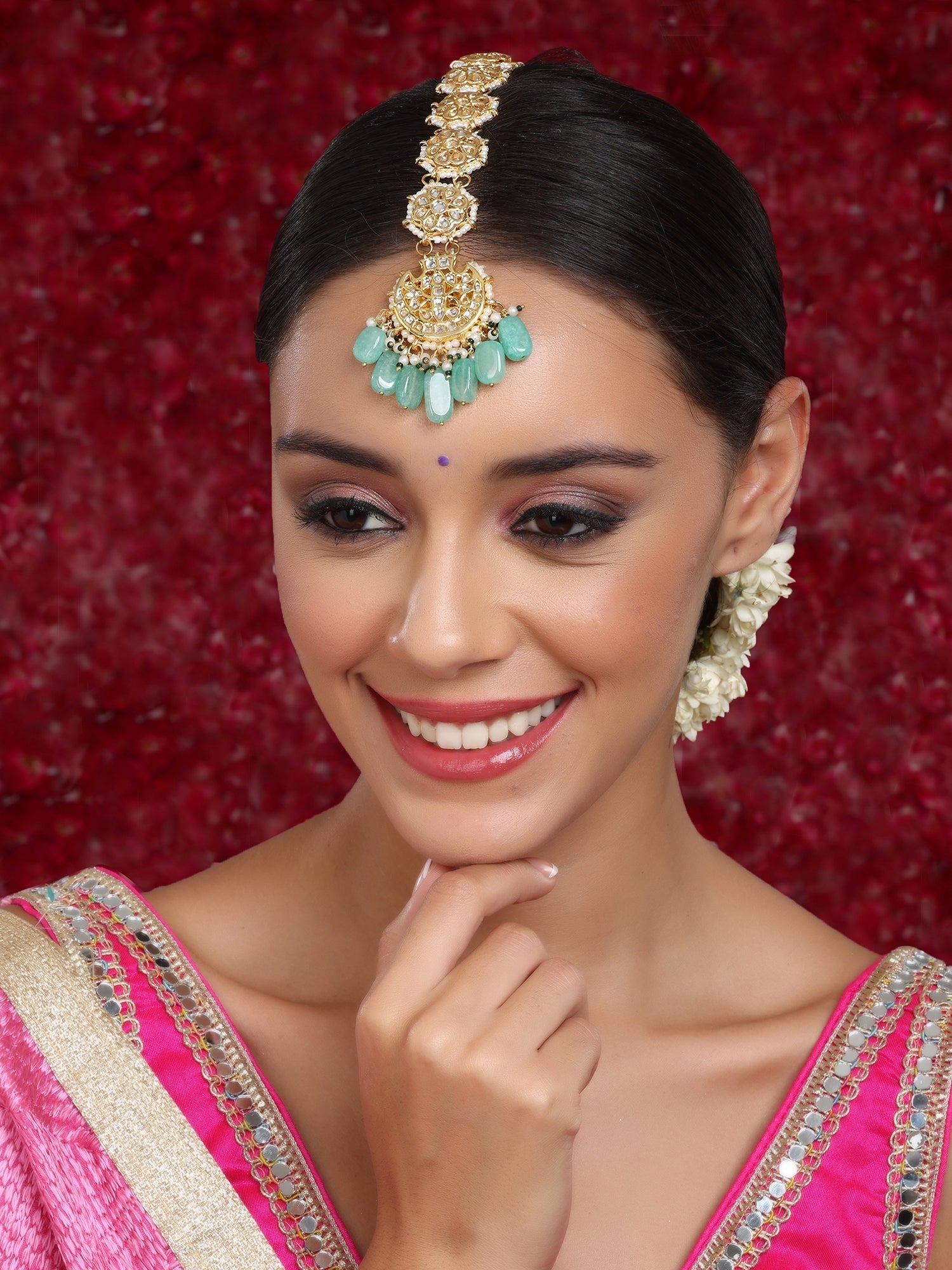 Kundan Maang Tikka - Ruby Raang | Grocsy