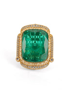 Oversized Emerald Cocktail Ring - Ruby Raang | Grocsy
