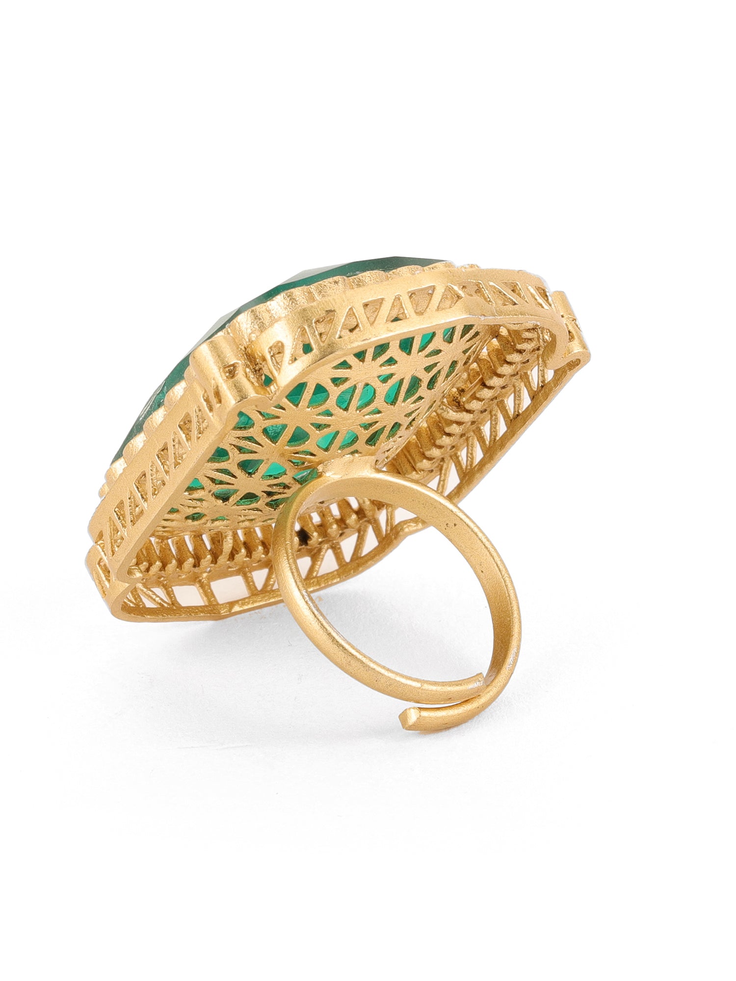 Oversized Emerald Cocktail Ring - Ruby Raang | Grocsy