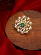 Oversized Round Cocktail Kundan Ring - Ruby Raang | Grocsy