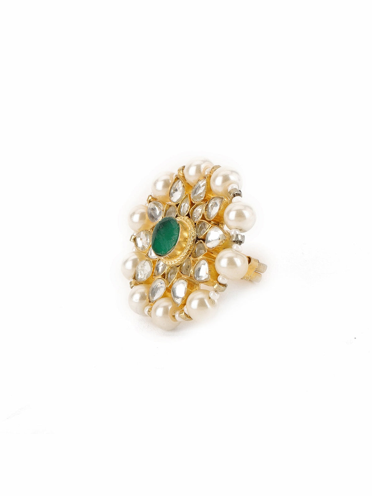 Oversized Round Cocktail Kundan Ring - Ruby Raang | Grocsy
