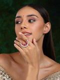 Half Moon Kundan Ring - Ruby Raang | Grocsy