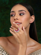 Half Moon Kundan Ring - Ruby Raang | Grocsy
