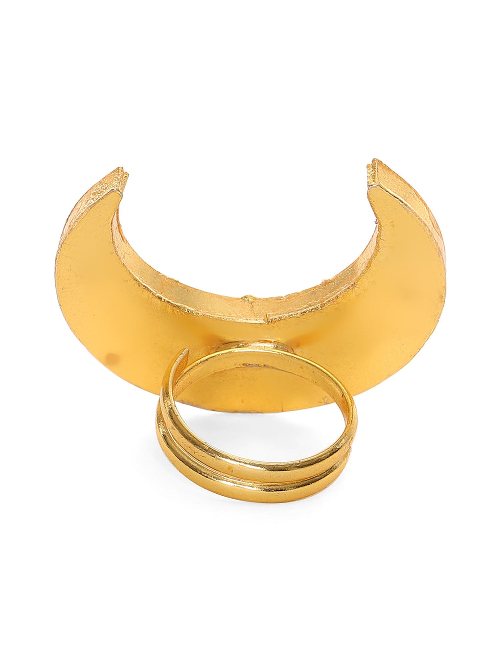 Half Moon Kundan Ring - Ruby Raang | Grocsy