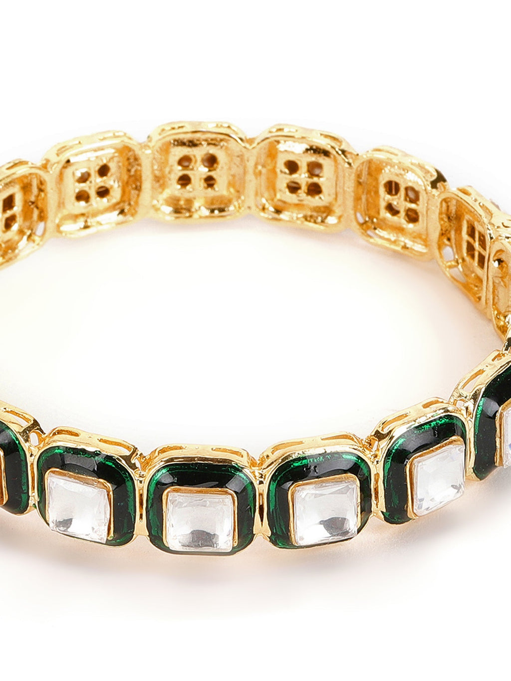 Kundan and Meenakari Bangle - Ruby Raang | Grocsy