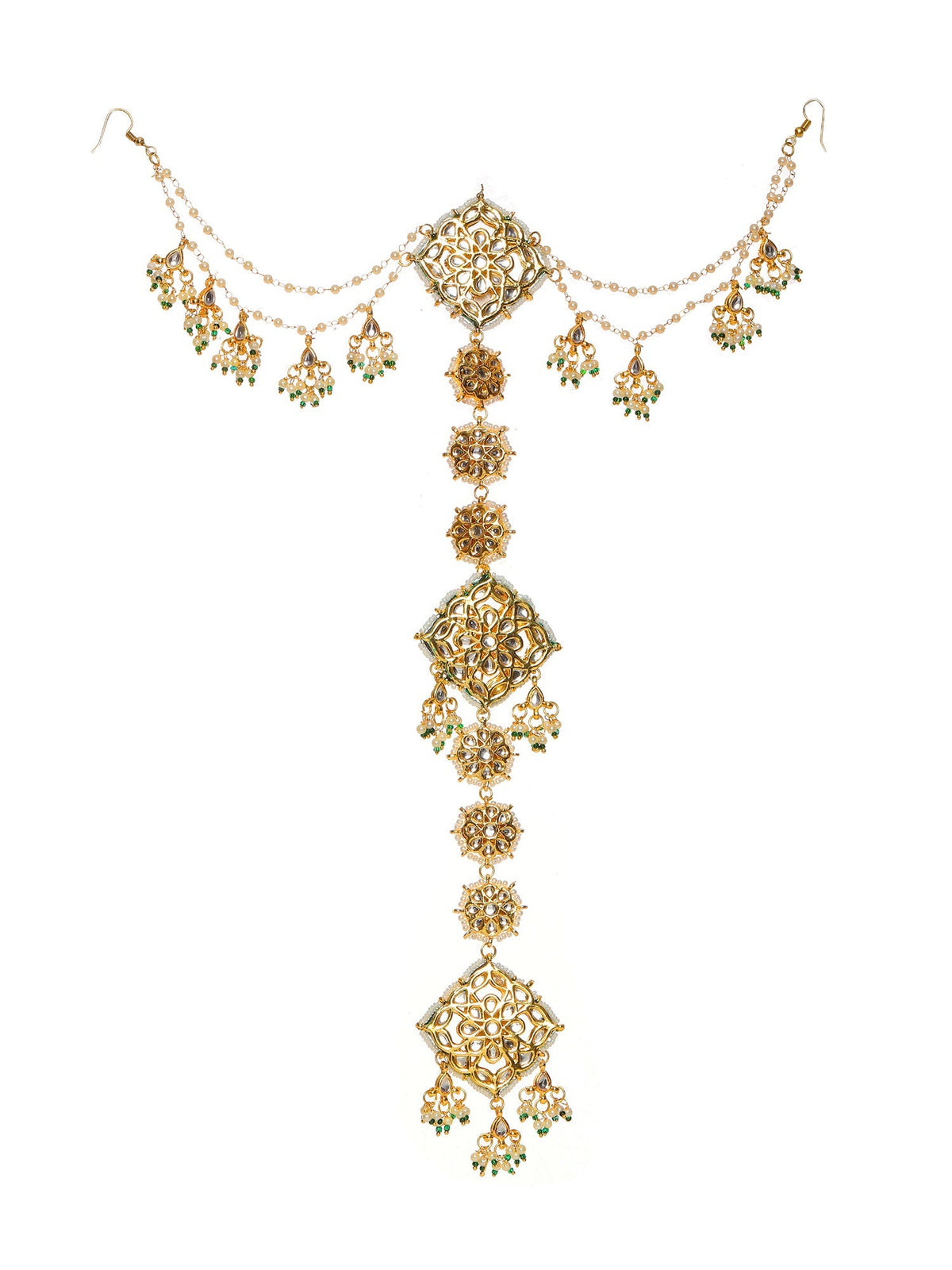 Kundan and Pearl Hair Braid (Chotti) - Ruby Raang | Grocsy