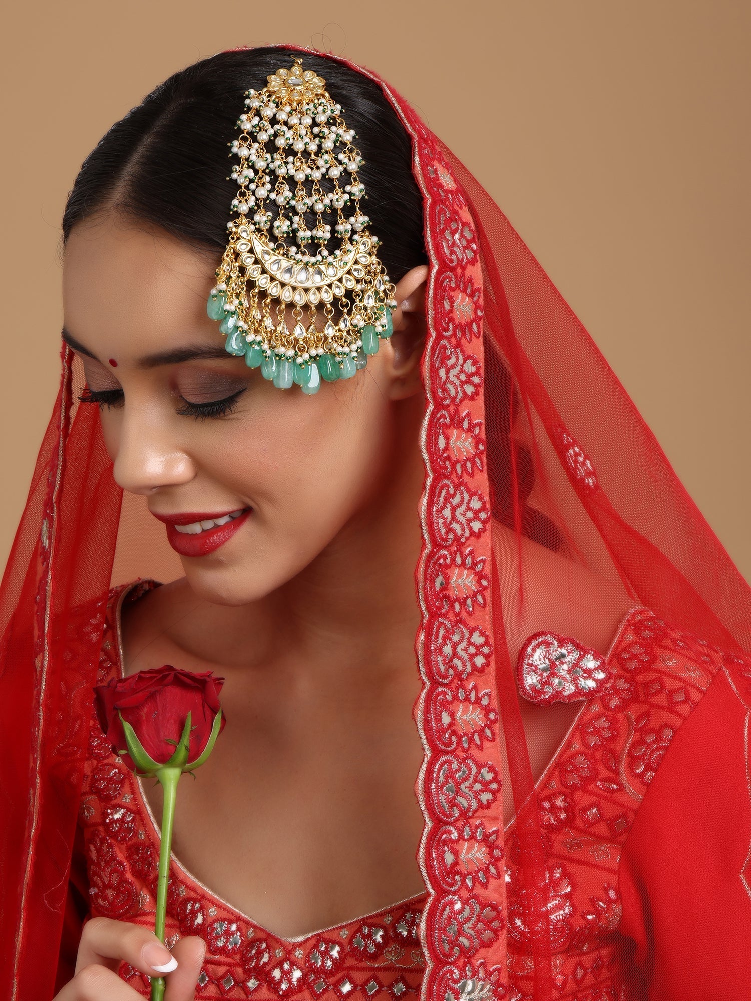 Kundan and Stone Passa/Jhoomer - Ruby Raang | Grocsy