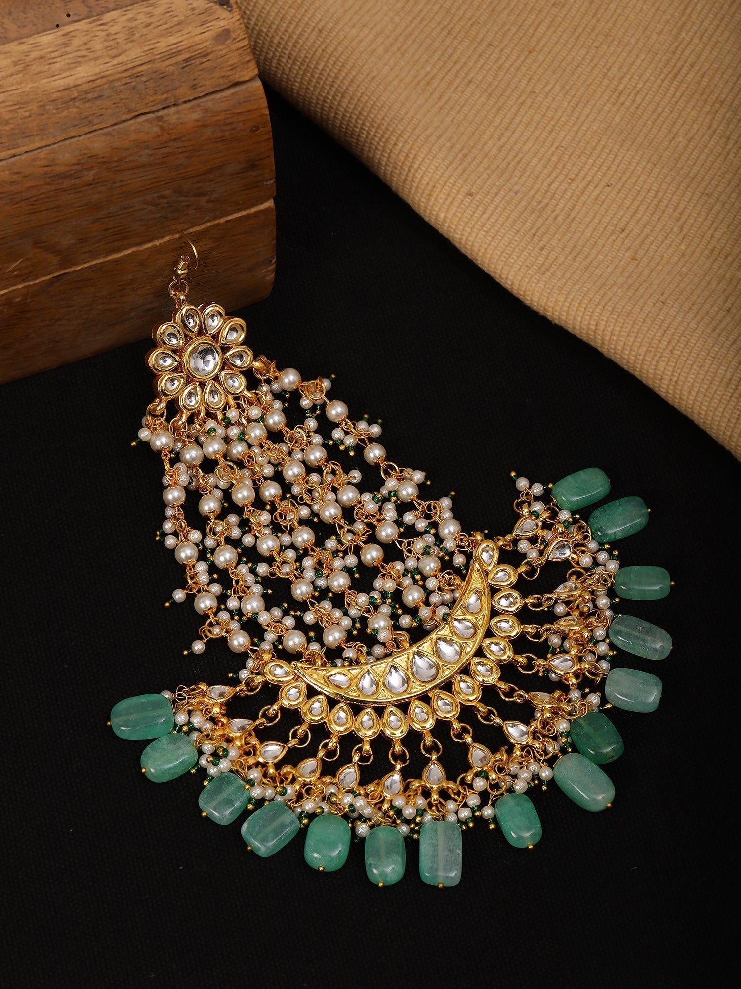 Kundan and Stone Passa/Jhoomer - Ruby Raang | Grocsy