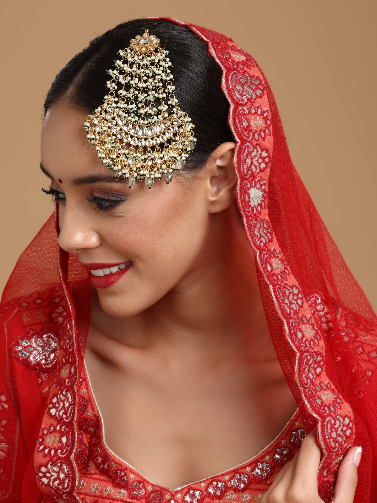 Kundan and Stone Passa/Jhoomer - Ruby Raang | Grocsy