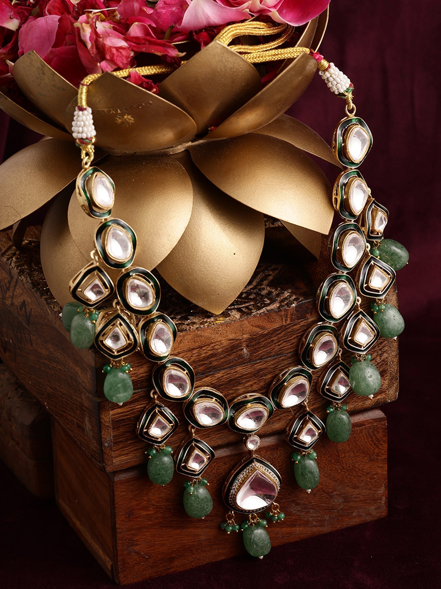 Kundan and Stone Meenakari Necklace - Ruby Raang | Grocsy