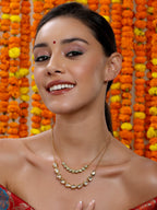 Double Layered Kundan Neckpiece - Ruby Raang | Grocsy