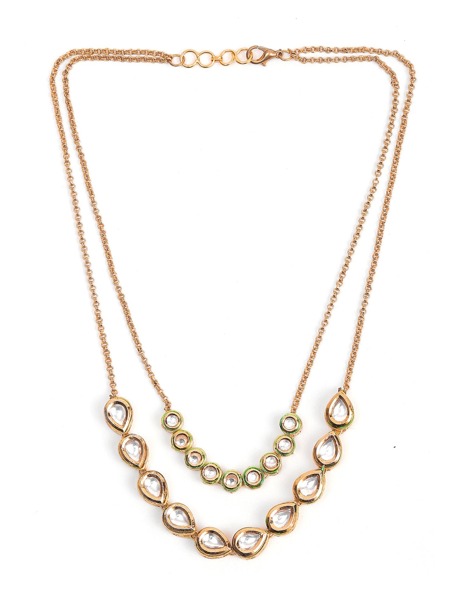 Double Layered Kundan Neckpiece - Ruby Raang | Grocsy