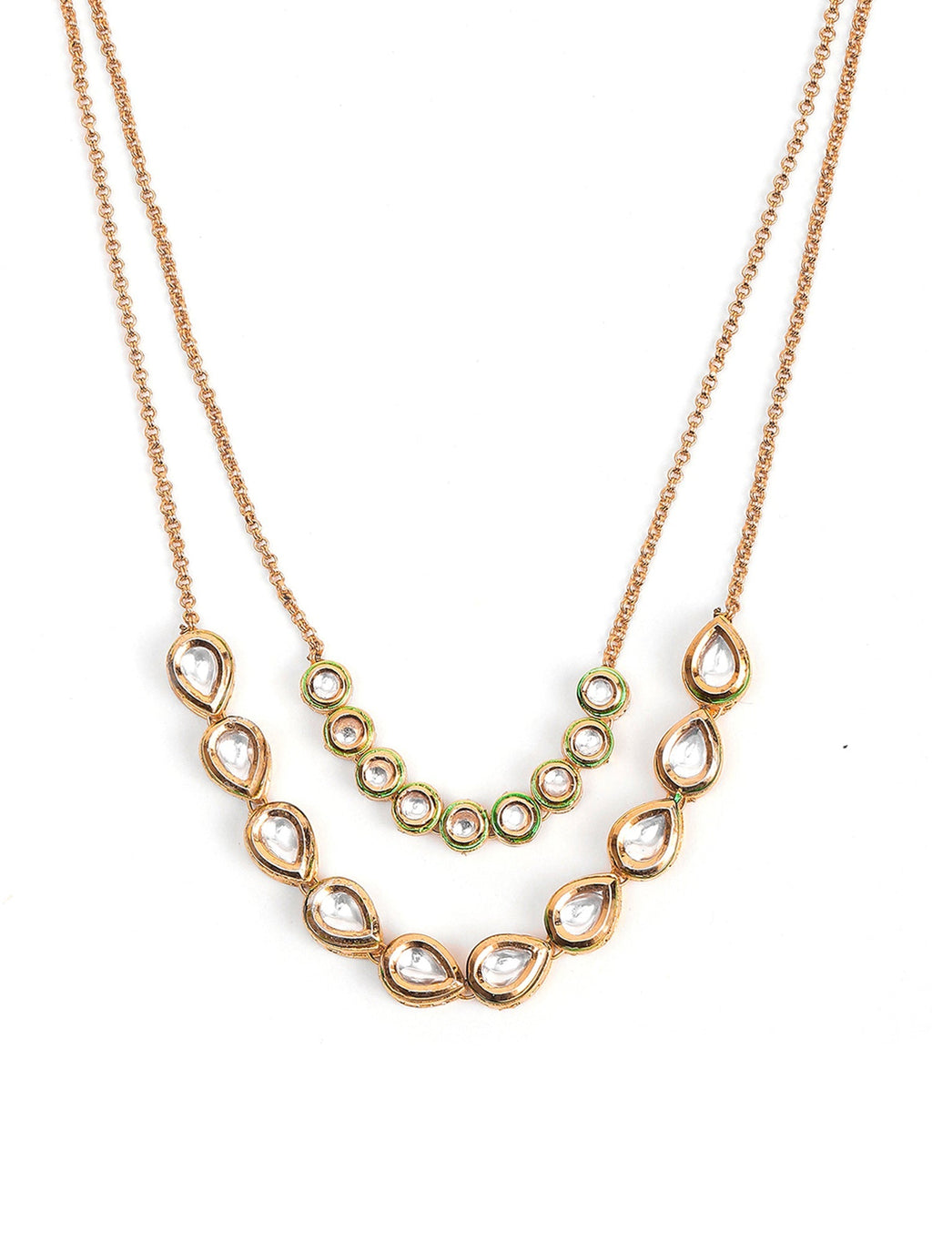 Double Layered Kundan Neckpiece - Ruby Raang | Grocsy