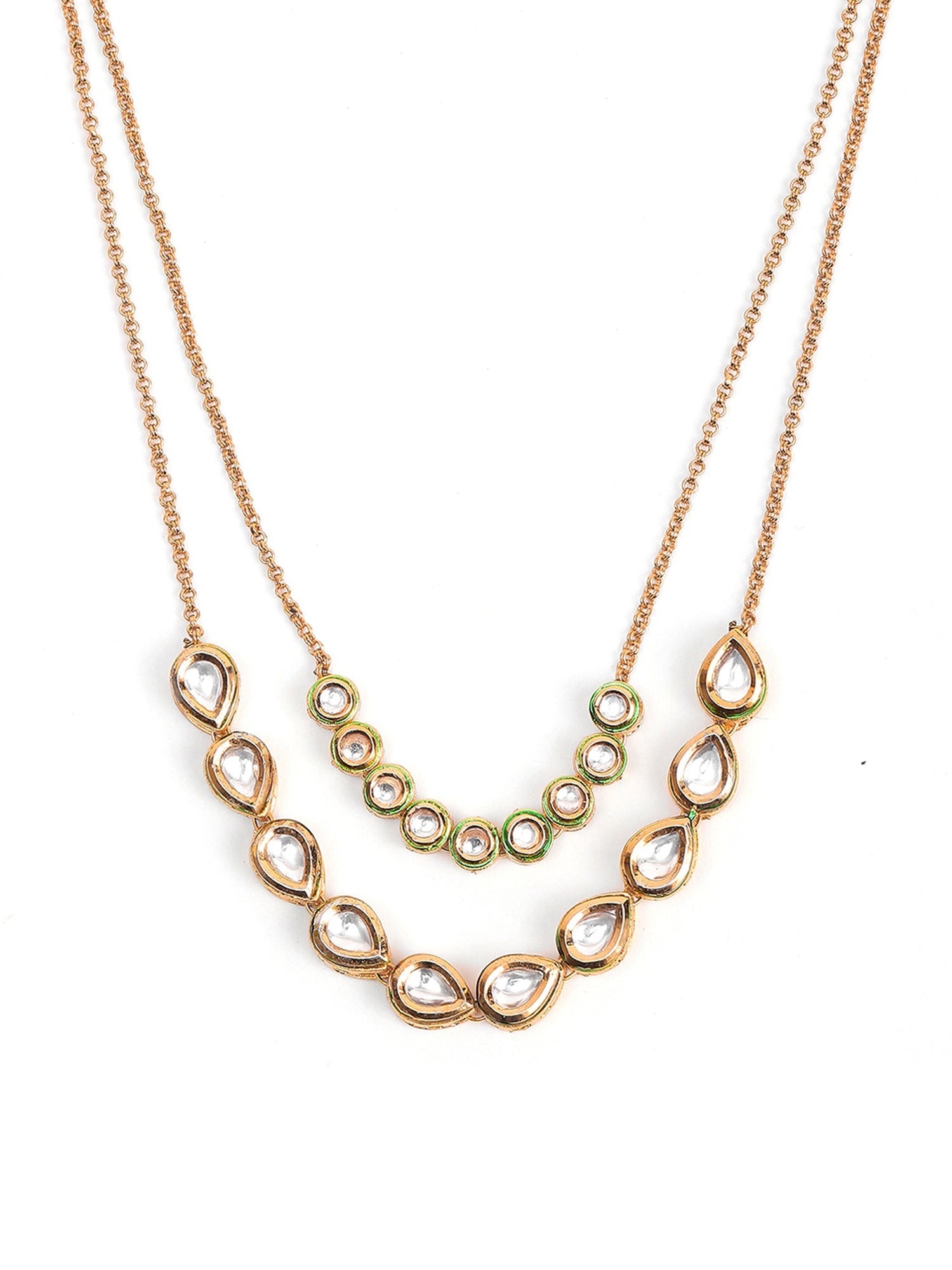 Double Layered Kundan Neckpiece - Ruby Raang | Grocsy