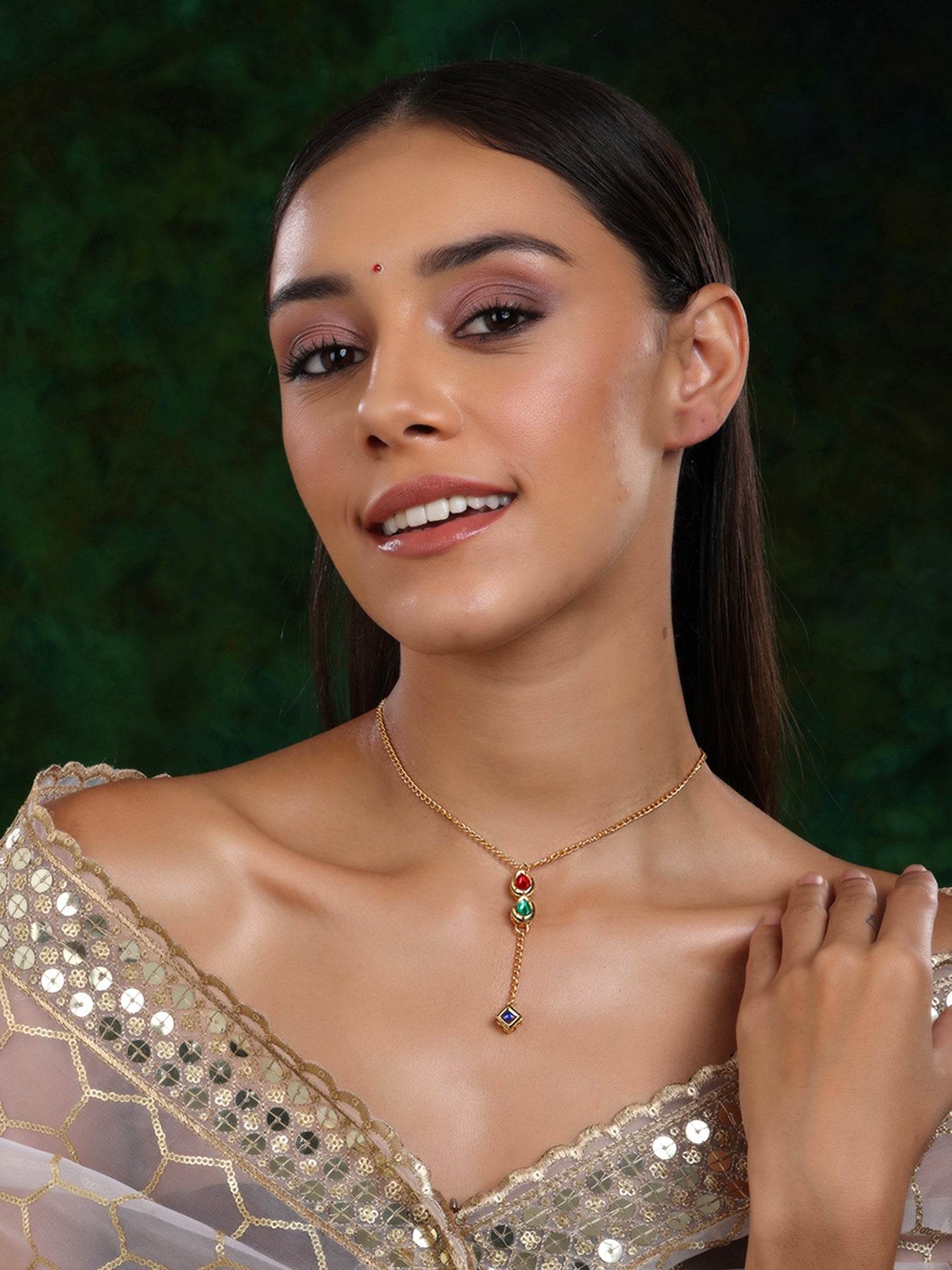 Multi Meenakari Kundan Necklace - Ruby Raang | Grocsy